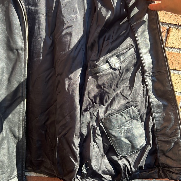 Jos A. Bank Black Leather Coat Men XL - Picture 5 of 9